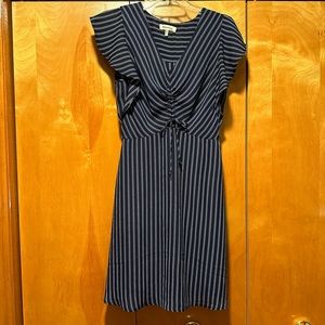 Beautiful, flattering navy striped dress
